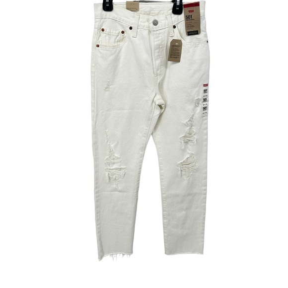 Levi’s Button-fly NWT High Rise Distressed Raw Bottom Hem White Cotton 29 - Picture 2 of 9
